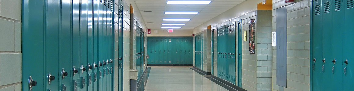 image of empty school hallway