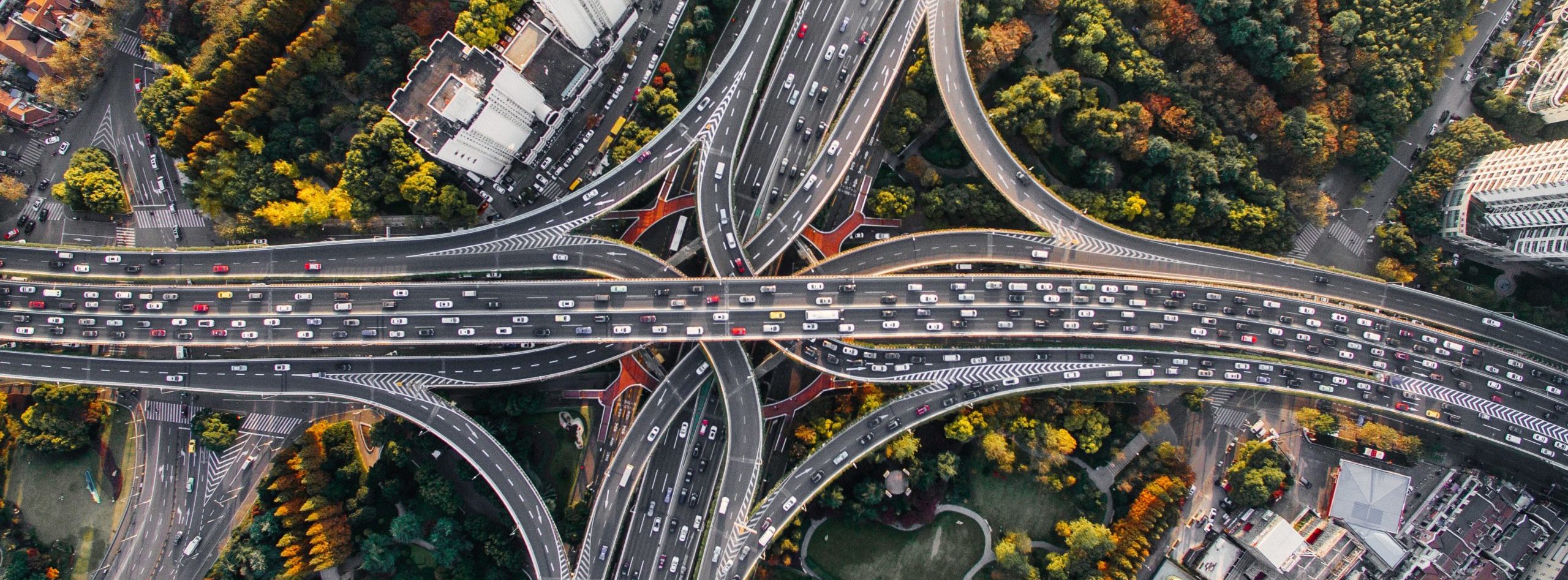 highway system with trees around it