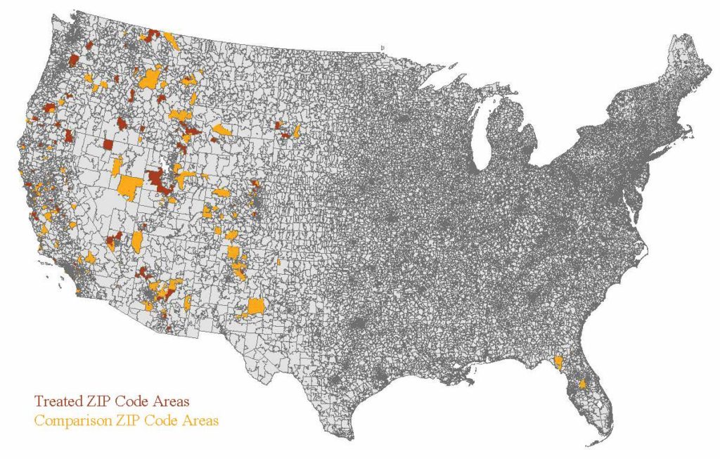 Figure 7: Repeated Wildfires Treated and Comparison Group